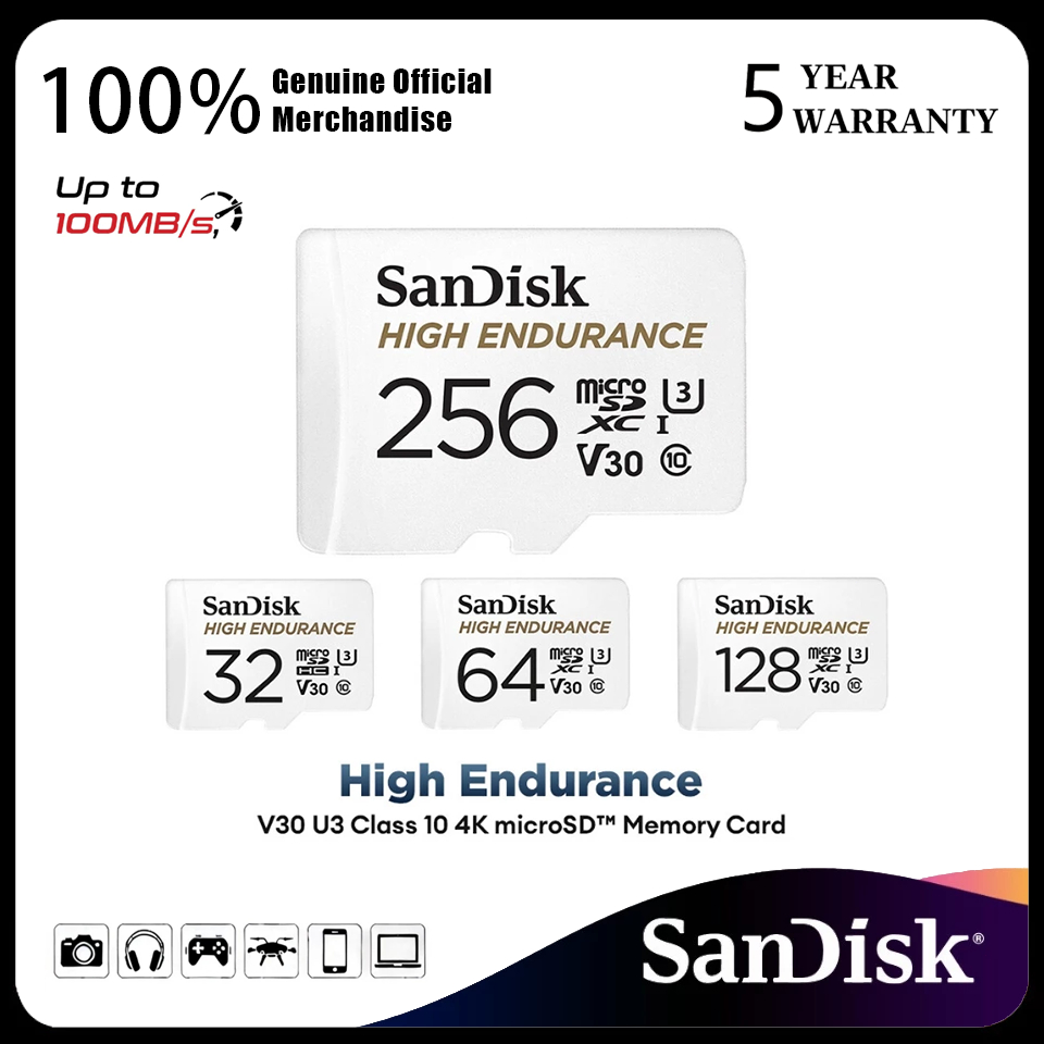 เมมโมรี่การ์ด SanDisk High Endurance ของแท้ 100% ประกัน 5 ปี ทนทานสูง บันทึกภาพ 24 ชั่วโมงไม่ค้าง สำหรับกล้องวงจรปิด กล้