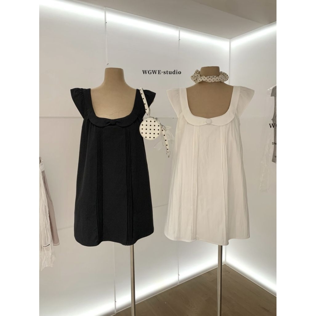 WGWE มินิเดรส minidress สีขาว ดำ มีไซส์ S M มีซับใน