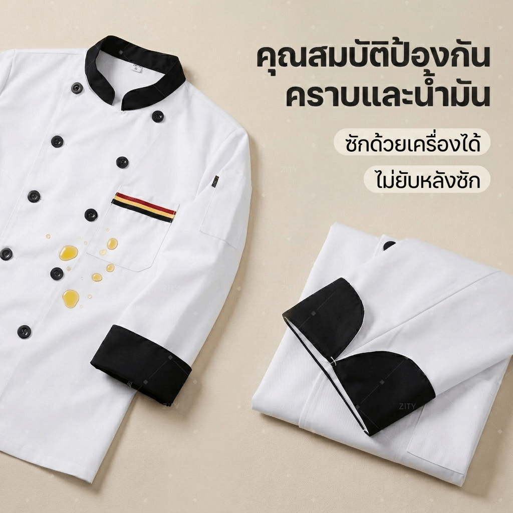 แจ็คเก็ตเชฟ Unisex สีดำแขนสั้น ชุดระบายอากาศ รูปที่ 4