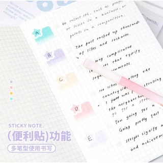 Index แผ่นอินเด็กซ์คั่นหน้า PET แบบใส (ไล่สี Gradient & ลายการ์ตูนสุดคิ้วท์) กระดาษโน้ต ที่คั่นหน้า