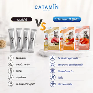 CATAMIN ขนมแมวเลียเสริมวิตามิน (12 ซอง คละ 3 สูตร)