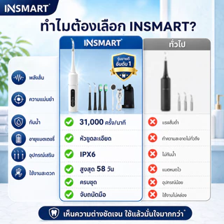 INSMART อัลตราโซนิกทำความสะอาดฟัน ล้างฟัน ขูดหินปูน ขจัดคราบเหลือง ปลอดภัยไม่ทำร้ายฟัน