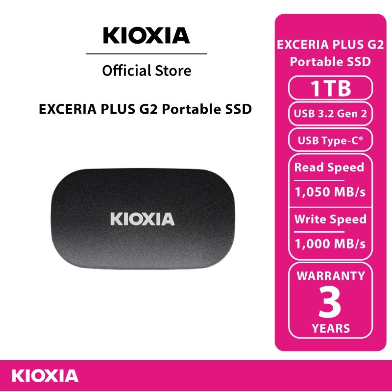 1TB / 2TB SSD (เอสเอสดี) KIOXIA EXCERIA PLUS G2 Portable SSD
