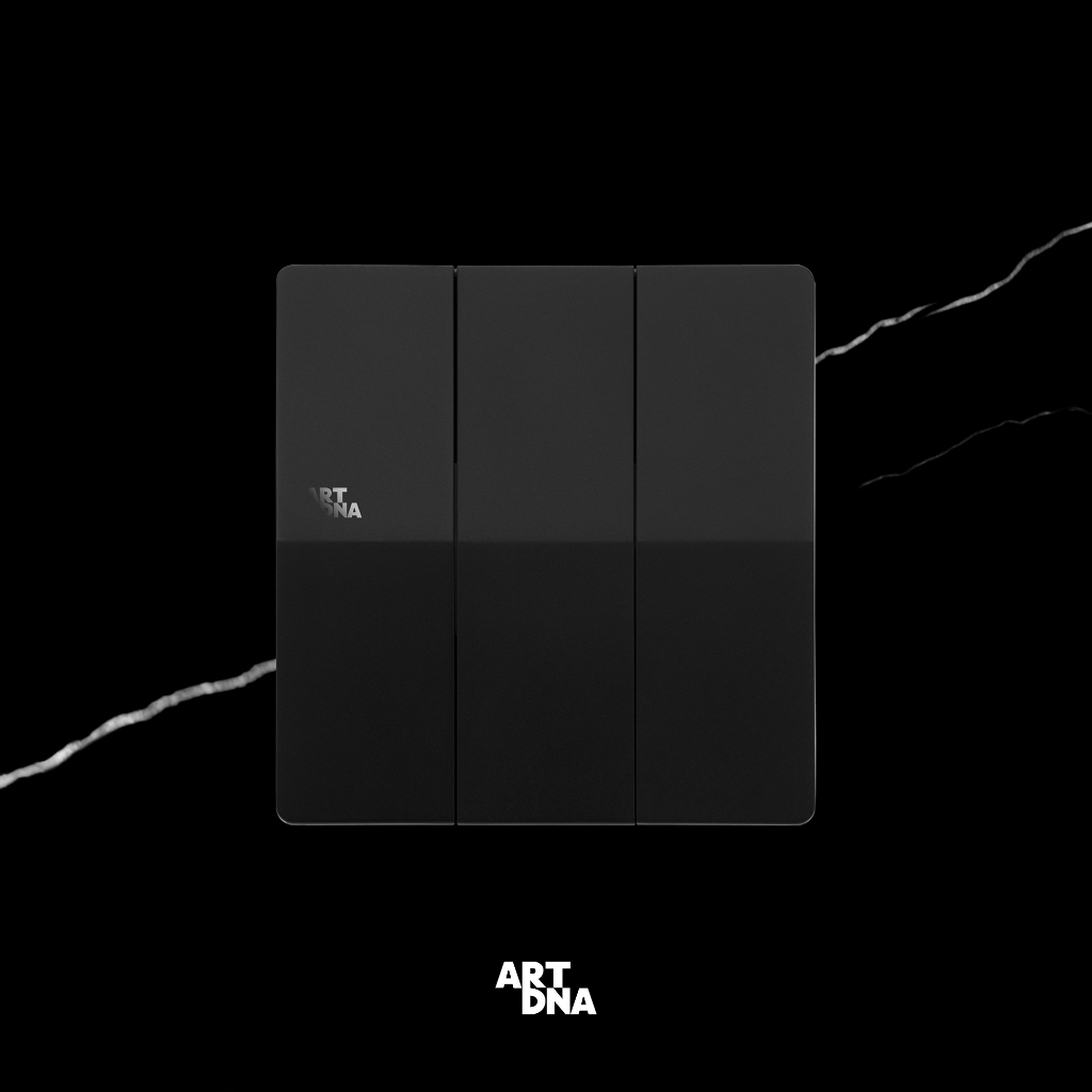 (Clearance Sale) สวิตซ์ไฟ 3 ช่อง 2ทาง ART DNA A61-K03B-B ดำ 250V