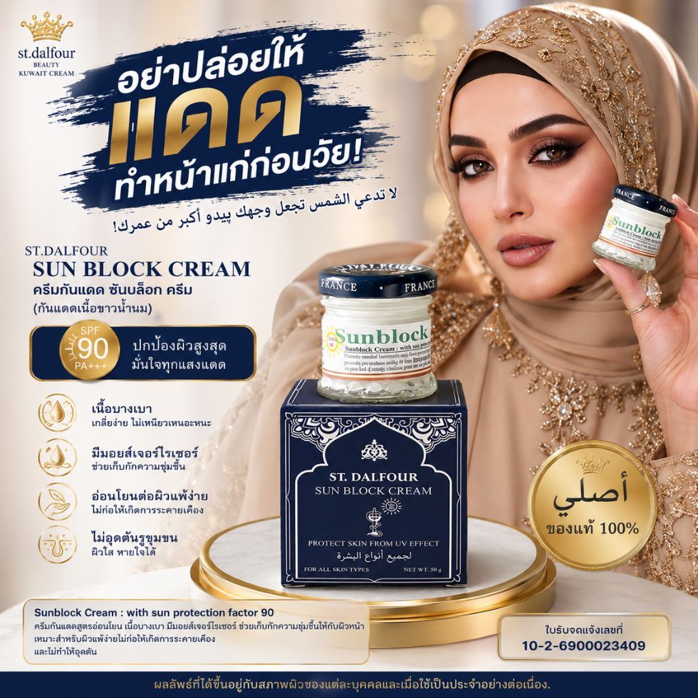 กันแดดน้ำนม กันแดดคูเวต Sunblock Cream อ่อนโยนพิเศษ ไม่ระคายเคือง ไม่อุดตันผิว ของแท้100%