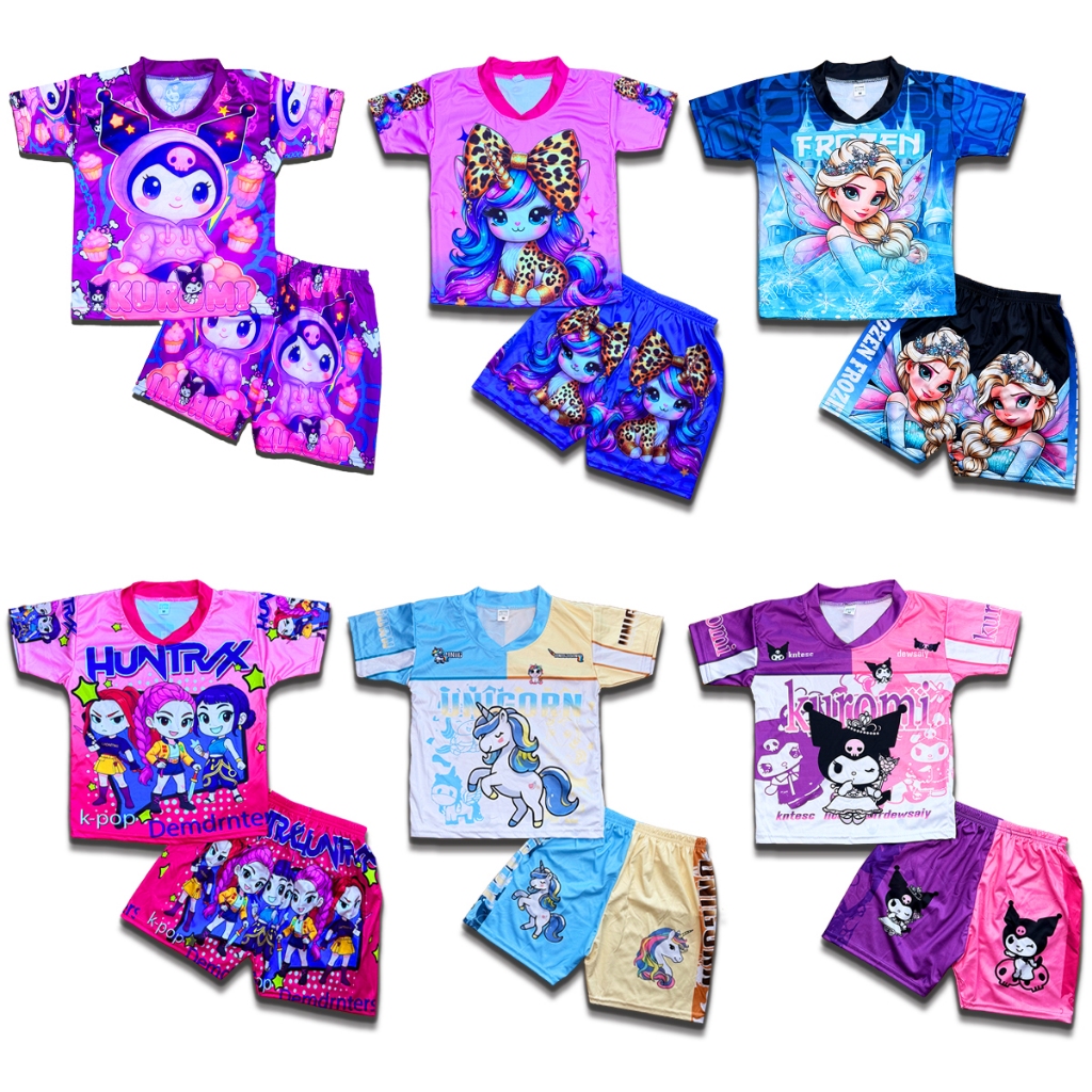 ชุดเด็กผ้าไมโคร ลายการ์ตูน Size S-M สกรีนสวยผ้ามัน 1-5 ขวบ ชุดหมูเด้ง ชุดลาบูบู้ การ์ตูนเด็ก