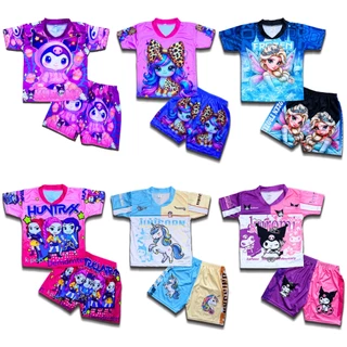 ชุดเด็กผ้าไมโคร ลายการ์ตูน Size S-M สกรีนสวยผ้ามัน 1-5 ขวบ ชุดหมูเด้ง ชุดลาบูบู้ การ์ตูนเด็ก