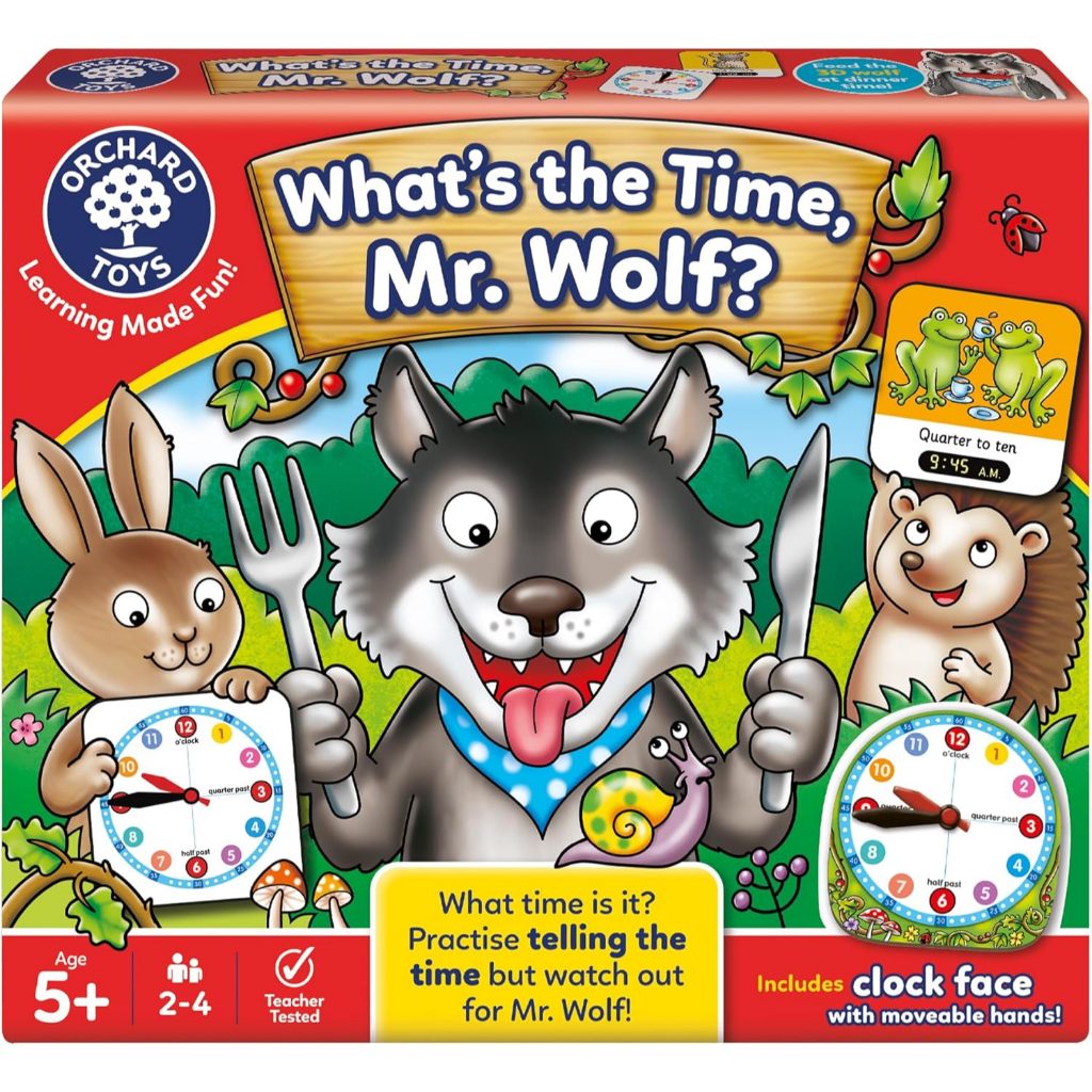ORCHARD TOYS, What’s the Time, Mr.Wolf? บอร์ดเกมส์เด็ก สอนเรื่องเวลา สำหรับ 5-9 ปี+ ลิขสิทธิ์แท้