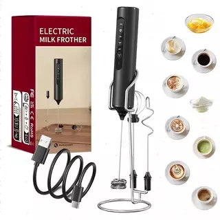 เครื่องตีฟองนมไฟฟ้า1500Mh ชาร์จUSB ที่ตีไข่ไฟฟ้า ที่ผสมนมผง คนนมสดกาแฟ 3หัว Electric Milk Frother Egg Whisk-รุ่น23BS