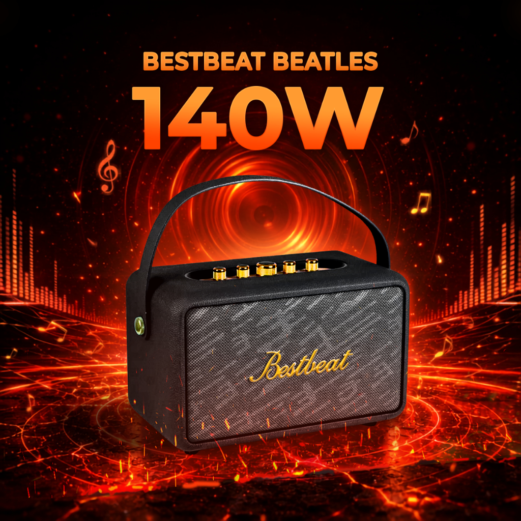 [NEW][แถมไมค์] Bestbeat-Beatles ลำโพงบลูทูธ140W แบต10,800mAh ปรับเบสแหลมได้เบสแน่น รับประกัน1ปี [ของขวัญ]แถมฟรีไมค์1ตัว