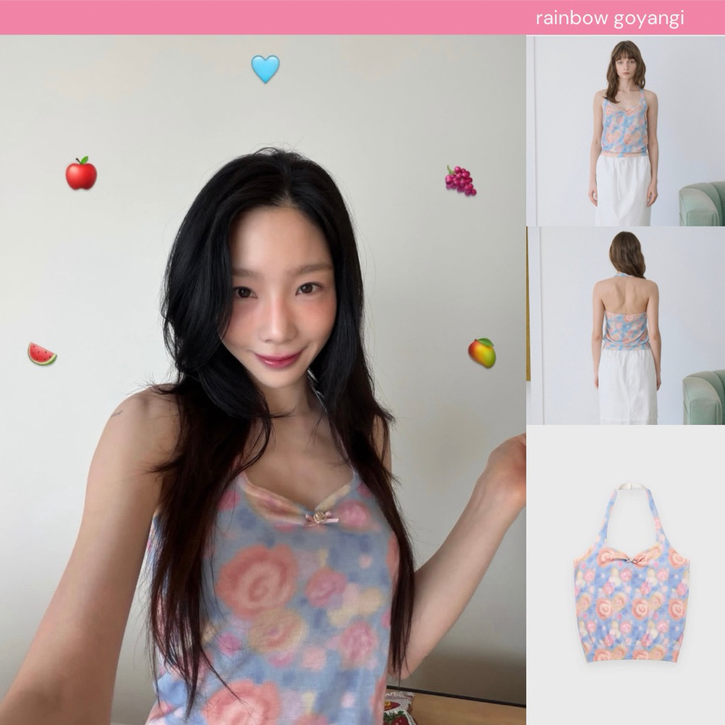 SINOON Rose Floral Knit Halter Top แบบแทยอน 🦋✨