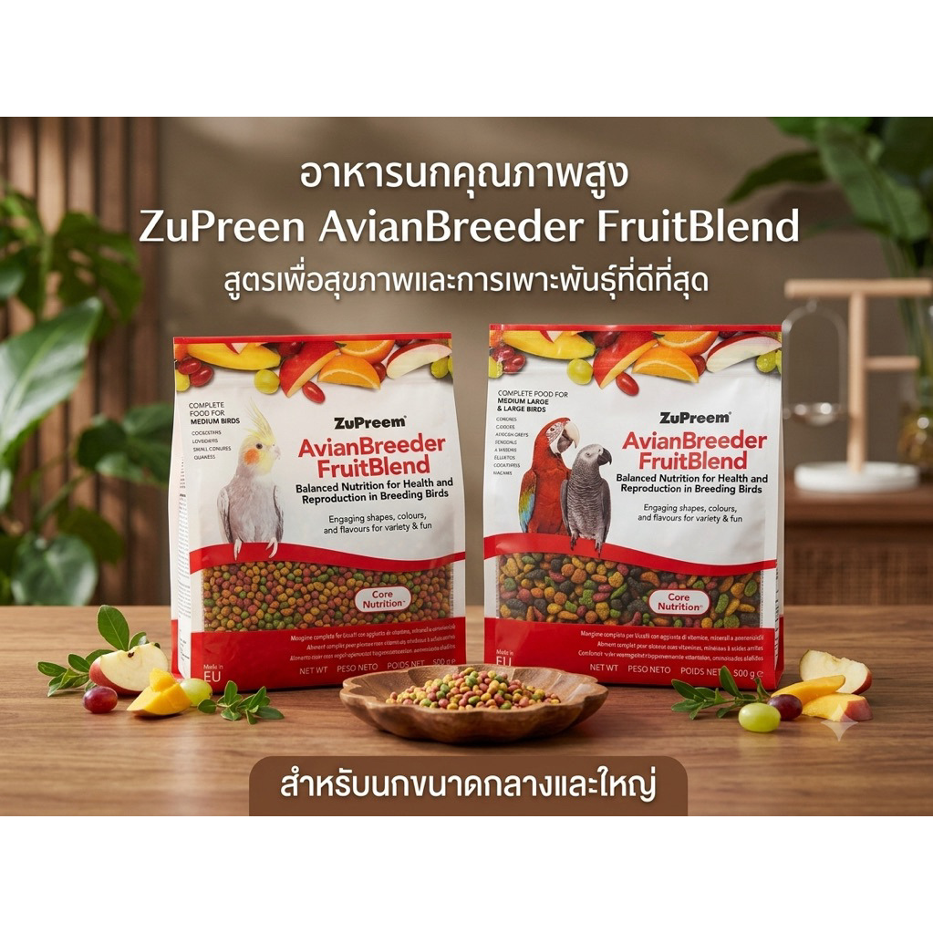 ผลไม้อัดเม็ด Zupreem Size M,ML ถุงโรงงาน 500 g.