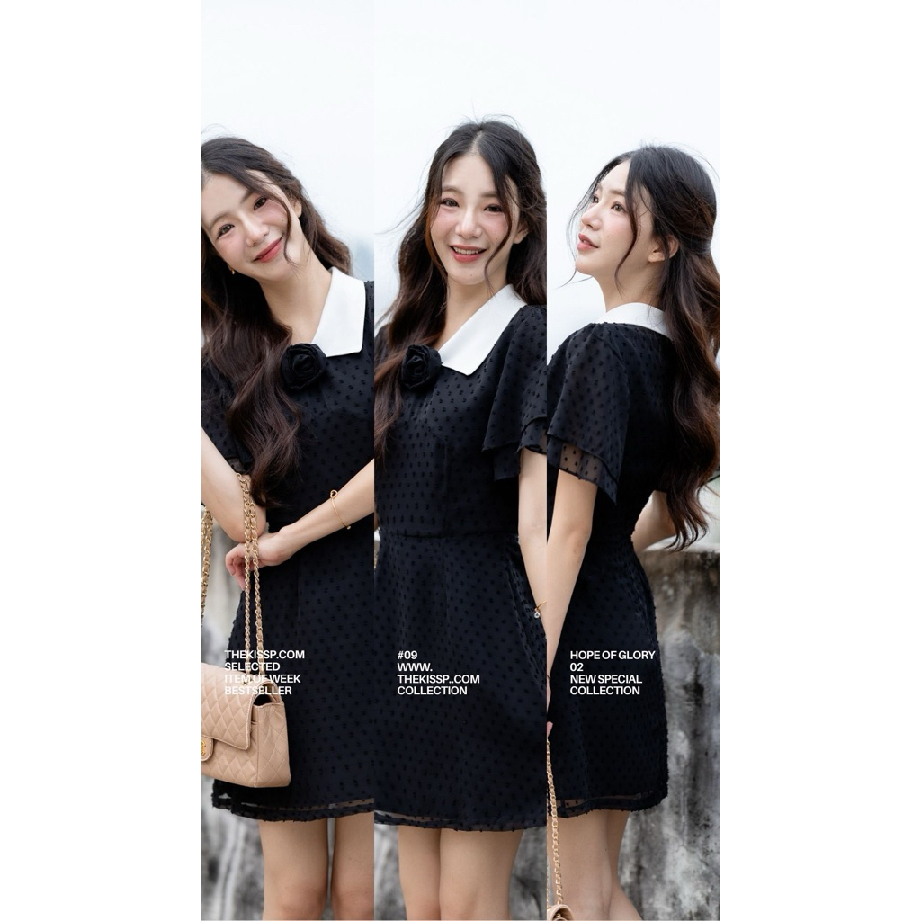 lot 3 : HOPE OF GLORY' DRESS +free  ROSE PIN เข็มกลัดกุหลาบแฮนเมดเข้ากับชุดถอดออกจากชุดได้ SPECIAL SIGNATURE COLL.