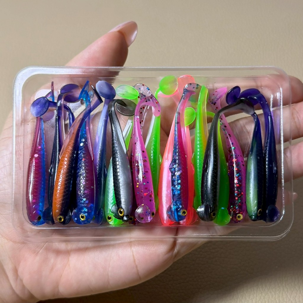 เหยื่อปลายาง3D 15ชิ้น/แพ็ค เหยื่อยางเสมือนจริง 6CM เหยื่อปลอม ปลายาง5