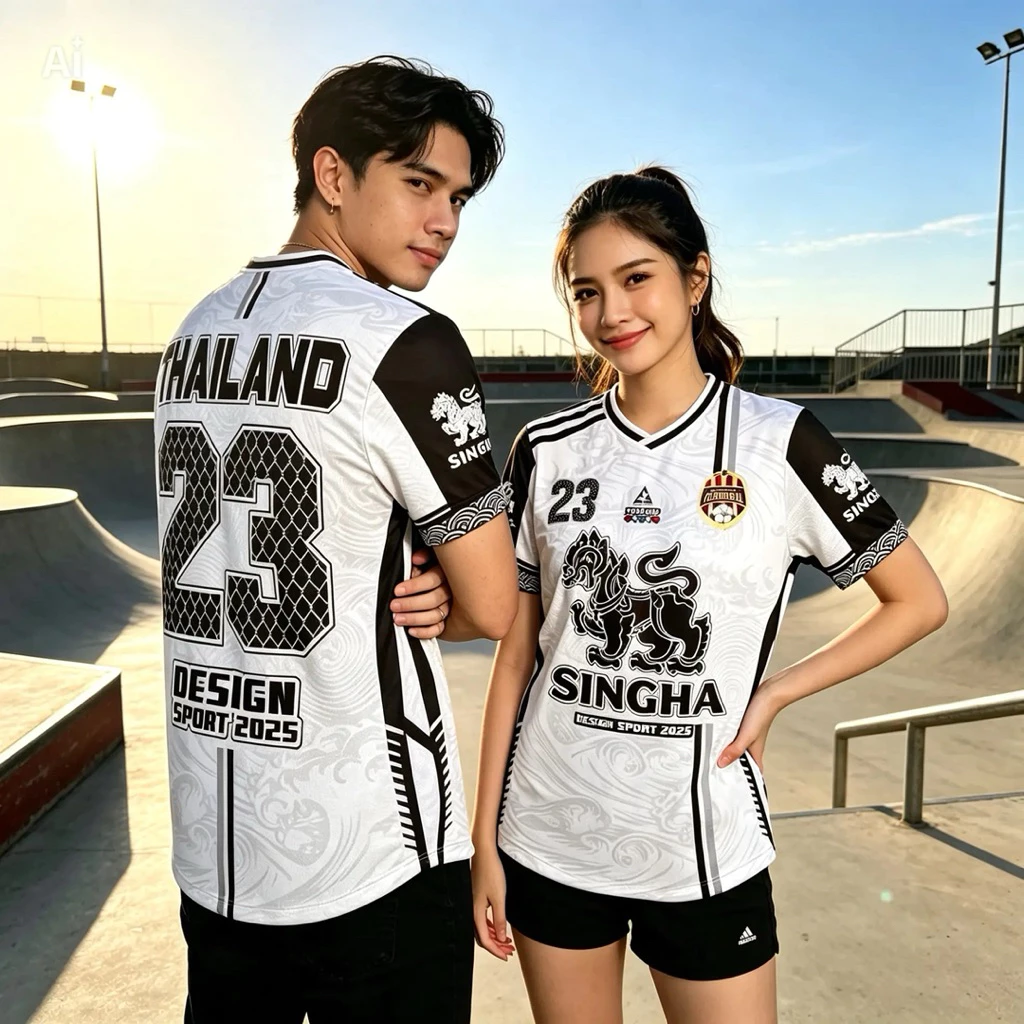 เสื้อกีฬารุ่นใหม่2026 ลายสิงห์ แขนสั้นคอกลม พิมพ์ลายทั้งตัว ผลิตจากผ้าไมโครสปอร์ต ชนิดพิเศษ ใส่ได้ทั้งชายและหญิง ขายดี