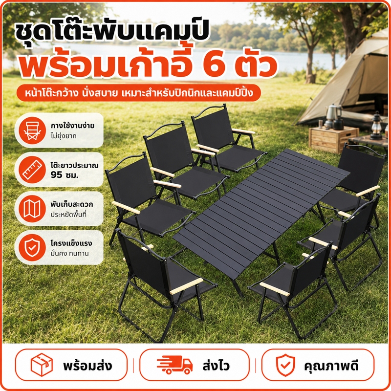 โต๊ะพับได้ เก้าอี้แคมป์ปิ้ง โต๊ะพับแคมป์ปิ้ง Folding table แบบพกพา แคมป์ปิ้งปิกนิก พกพาสะดวก