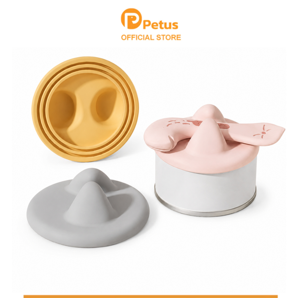 Petus ช้อนเปิดกระป๋องอาหารสัตว์ 3in1 ฝาครอบซิลิโคน ช้อนตักอาหาร ฝาปิดกระป๋อง ใช้ซ้ำได้