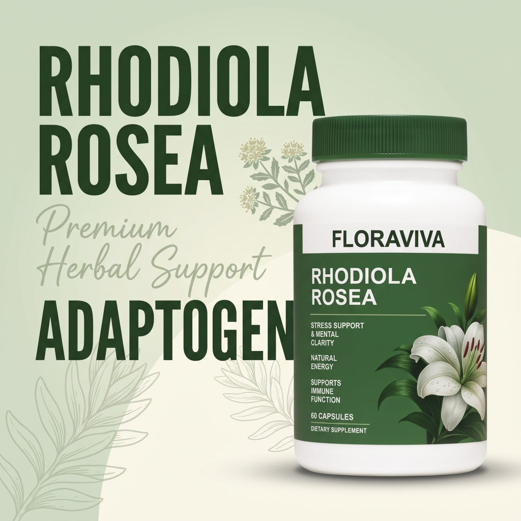 Floraviva Rhodiola 500mg บรรเทาความเครียด เสริมพลังงาน โฟกัส ปรับอารมณ์ ดูดซึมดี 60 แคปซูล