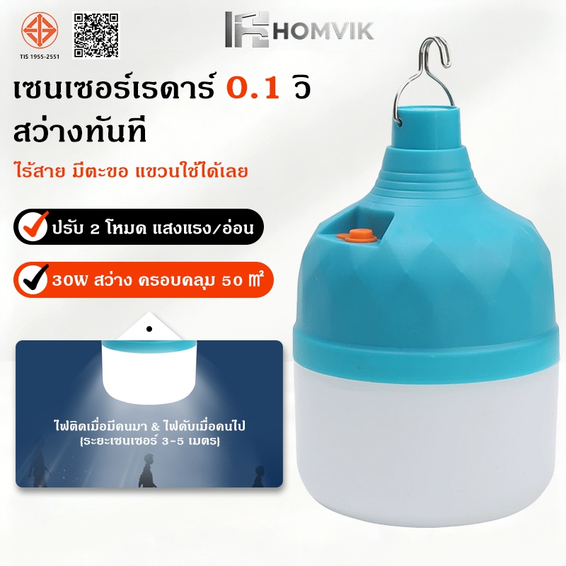 หลอดไฟฉุกเฉิน LED แบตลิเธียม 60W / 28W  No.206 No.201 สว่างมาก เดินป่า ไฟแม่ค้า ไฟตลาด หลอดไฟ ไฟฉุกเฉิน