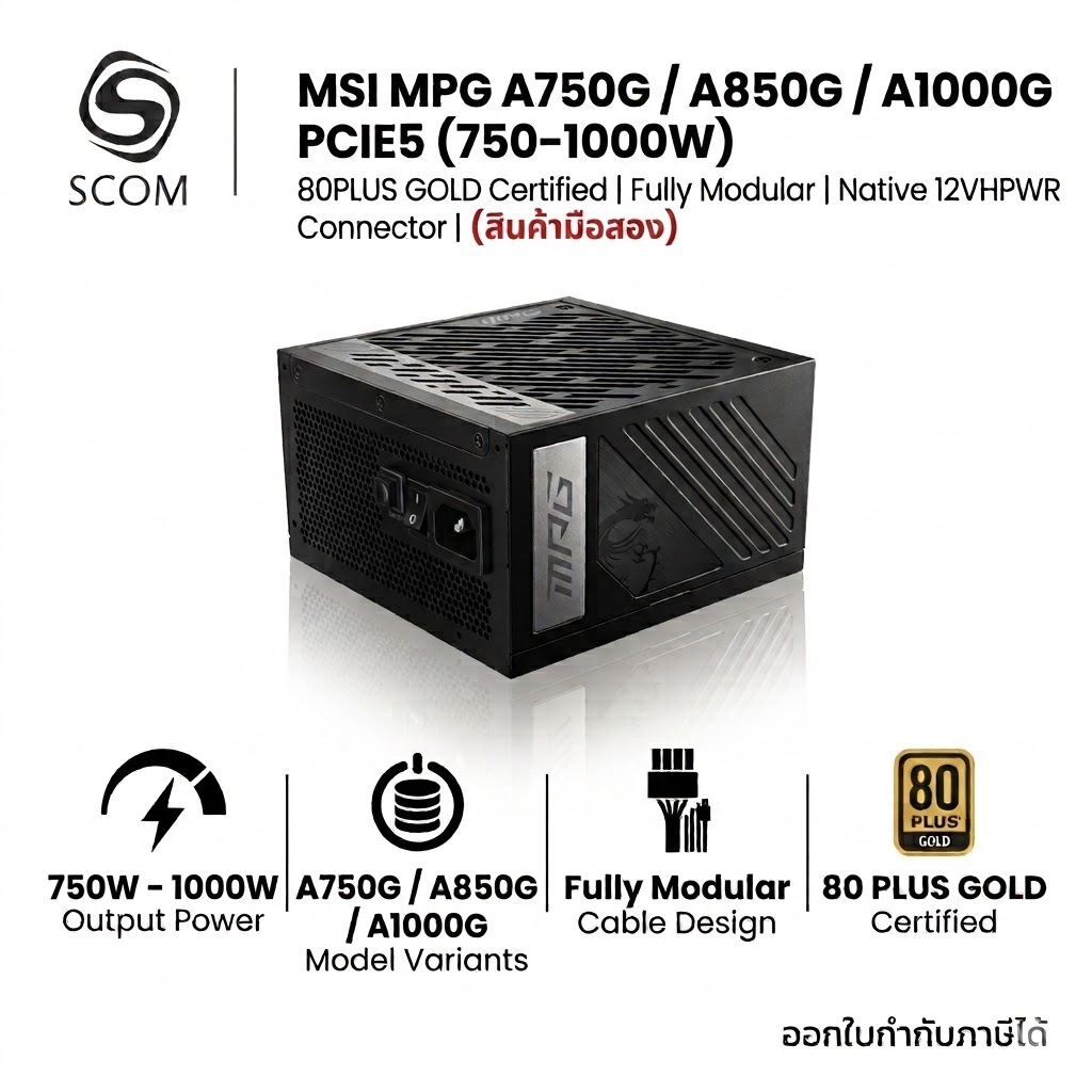 (PSU) MSI MPG A750G / A850G / A1000G PCIE5 750 - 1000W 80PLUS GOLD มือสอง