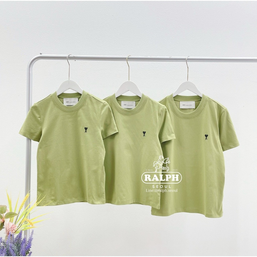 Ami Paris Green Cotton Ami De Coeur T-shirt