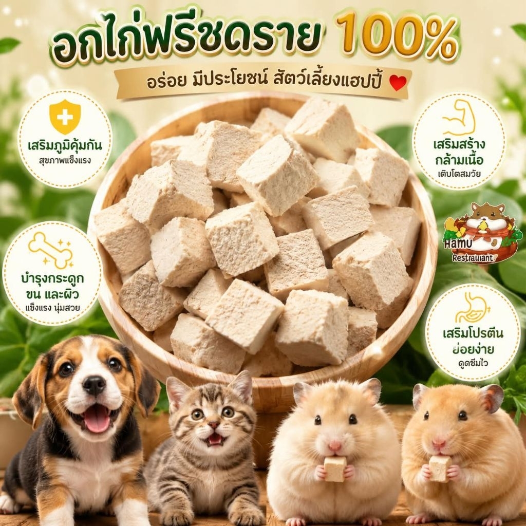 Hamu ♥️ รวมเนื้อสัตว์ฟรีซดราย มะพร้าวอบ ทูน่า ปลาค็อด กุ้ง อกไก่ ตับไก่ อกเป็ด ตับเป็ด ไข่แดง ขนมแฮม ขนมสุนัข ขนมแมว