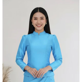 เสื้อไทยบรมพิมานซิปหลัง ไหมสี่เส้น￼อัดผ้ากาวแน่นแน่นทั้งตัว
