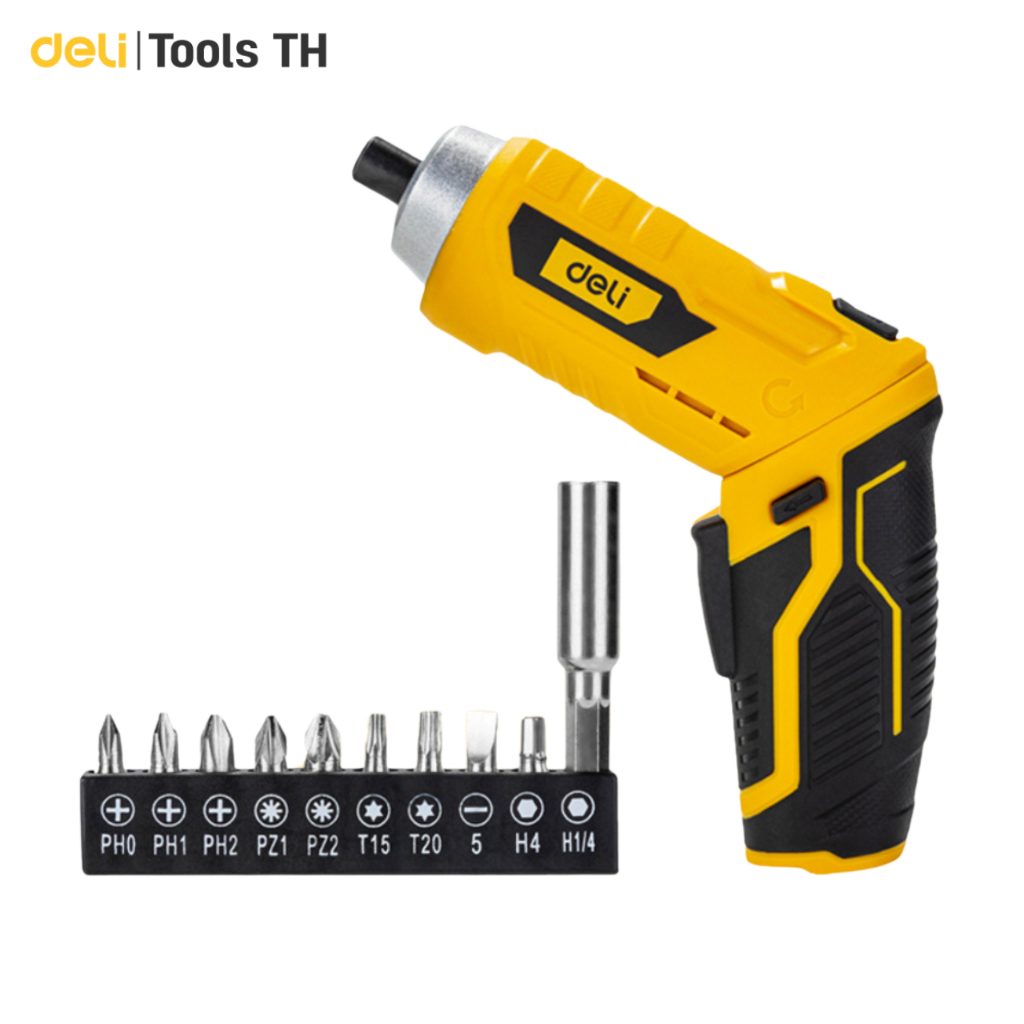 Deli ไขควงไฟฟ้า สว่านไขควงไฟฟ้า แบบไฟฟ้าไร้สาย 3.6V มีไฟLED ใช้งานเอนกประสงค์ Cordless Screwdriver