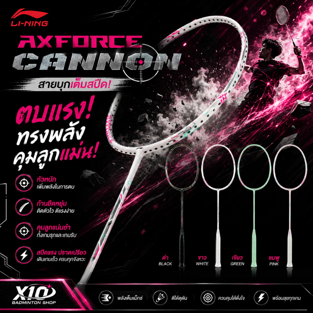 Li-Ning Axforce Cannon ไม้แบด Lining มินตันสายบุก หัวหนัก ก้านยืดหยุ่น