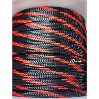 สายถักหุ้มสายไฟ แบบสี เกรดไม่ลามไฟ ผลิตจาก PET อย่างดี ขนาด 4-40มิลลิเมตร ยาว1เมตร