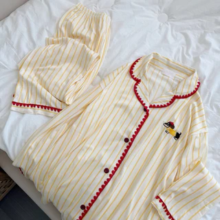 (Bunny bear) sunny cloudy - ชุดนอนมินิมอล ขนาดฟรีไซส์ อก 44 ผ้า cotton พรีเมี่ยม แขนยาวขายาวสไตล์เกาหลี