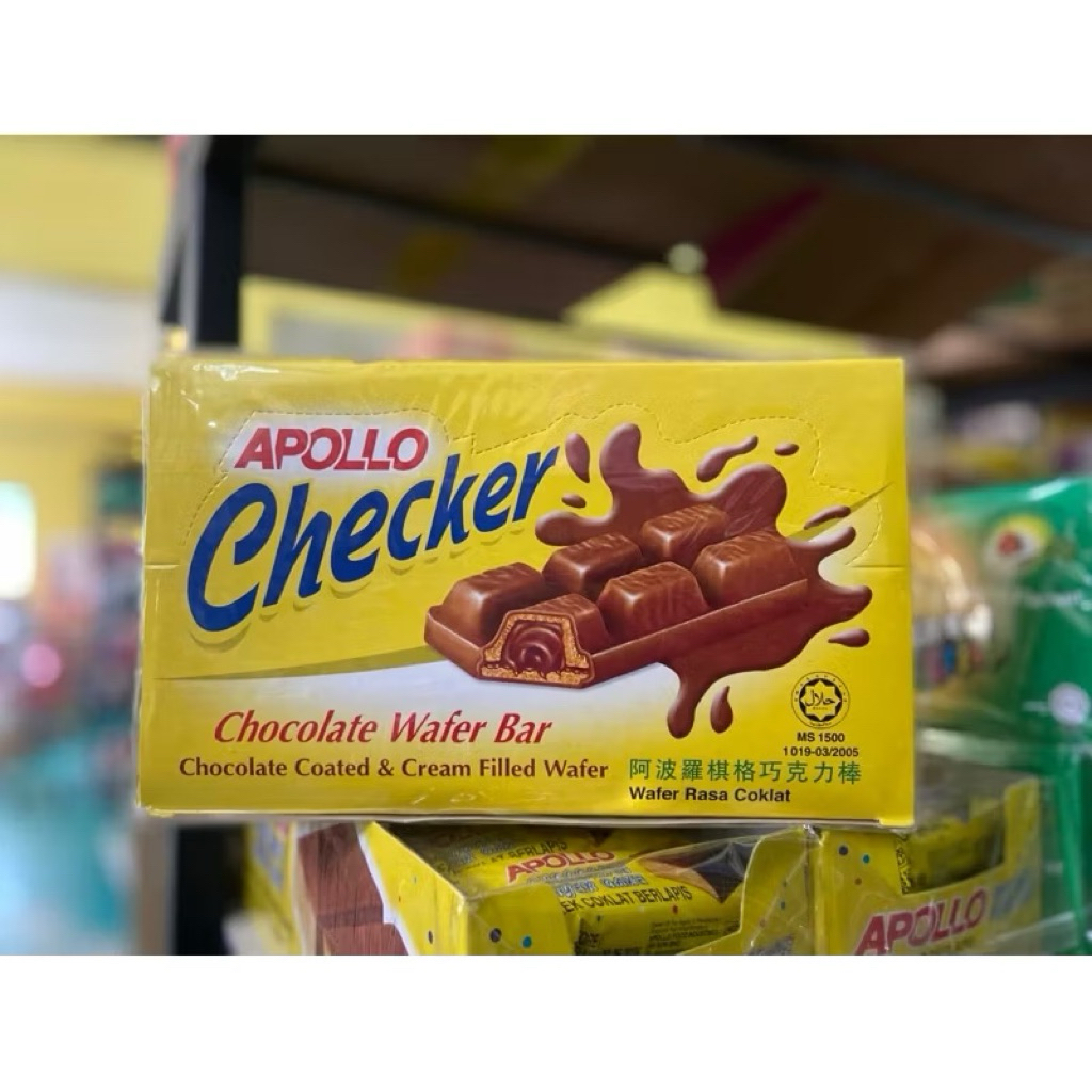 Apollo Checker แครกเกอร์อะพอลโล (เวเฟอร์เคลือบช็อกโกแลต) 1 กล่อง มี 24 ชิ้น