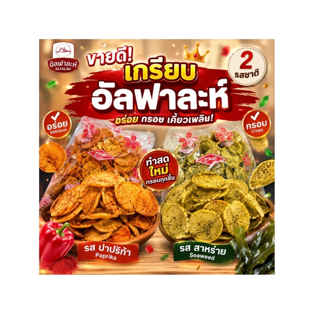 ข้าวเกรียบทอด อัลฟาละห์ ปรุงรสสำเร็จ