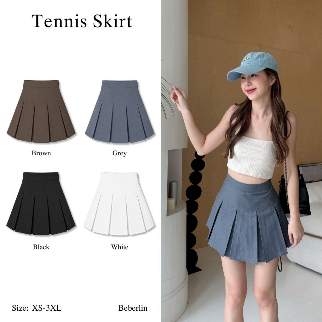 Berlin กระโปรงเทนนิส เอวสูง Skirts สีพื้น มีซับใน / No : S03