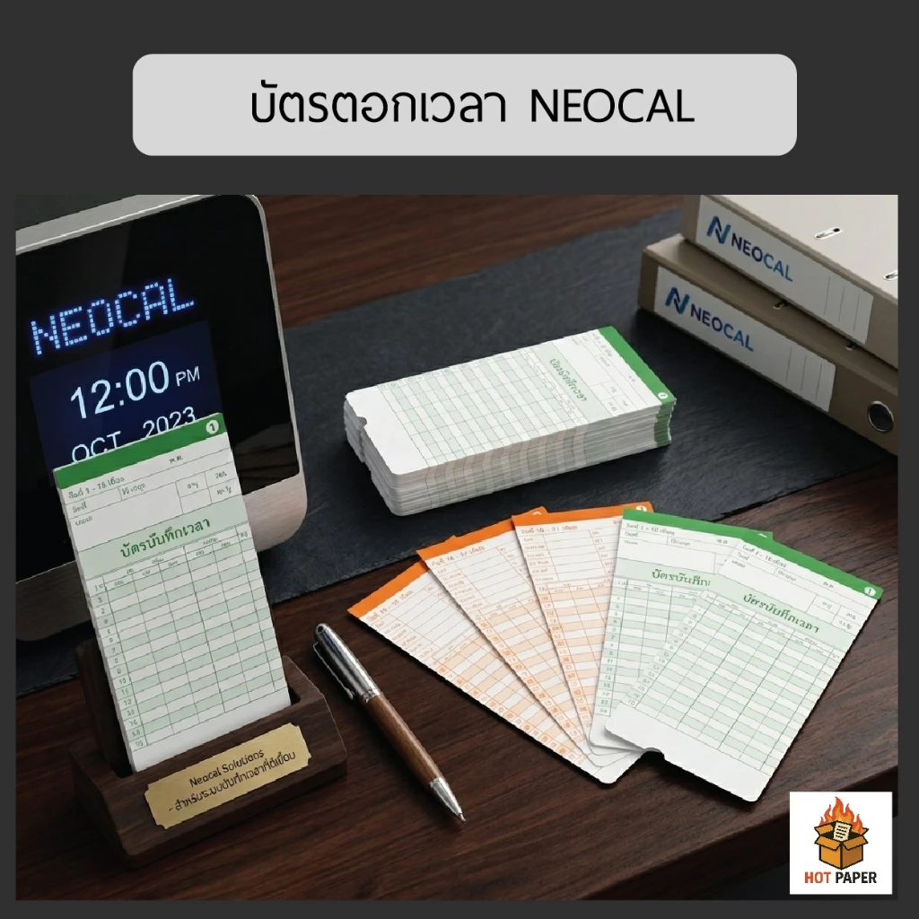 (แพ็ค 100 ใบ) บัตรตอกพนักงาน สำหรับเครื่อง Neocal บัตรตอก บันทึกเวลา เข้าออกงาน TIme card บัตรลงเวลา บันทึกข้อมูล