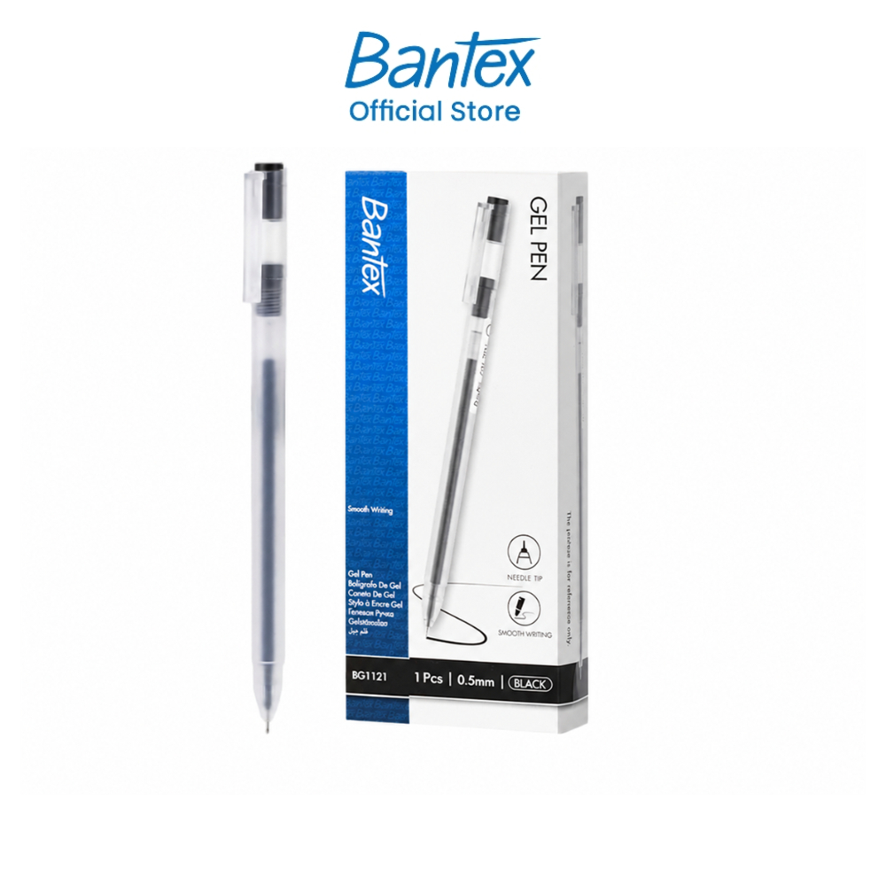 Bantex ปากกา ปากกาเจล สีดำ 0.5 มม. 1แท่ง หัวเข็ม เขียนลื่น หมึกเข้ม คมชัด แห้งไว Gel Pen