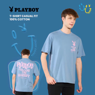 PLAYBOY เสื้อยืด CASUA เสื้อผ้าผู้ชาย/เสื้อ/เสื้อยืดสีน้ำเงิน รุ่น P1MT265TB016BL