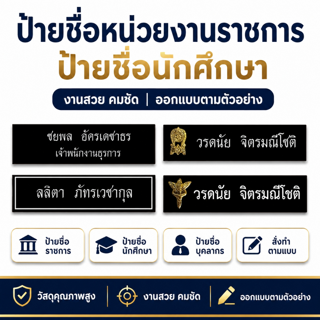 ป้ายชื่อเจ้าหน้าที่ติดหน้าอก สั่งทำชื่อและตำแหน่งเฉพาะบุคคล
