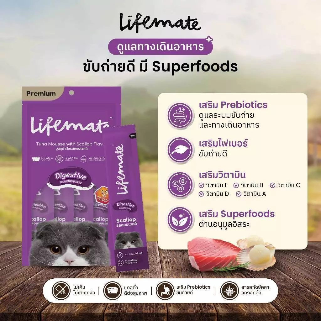ขนมแมวเลีย Lifemate Cat Mousse Creamy กล่องละ 25 ซอง (อายุสินค้าน้อยกว่า 3 เดือน) เลือก Lot วันหมดอายุไม่ได้ thumbnail 4