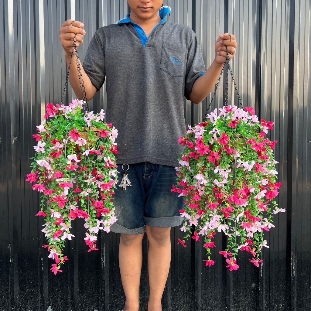 กระเช้าดอกผีเสื้อย้อย ประดิษฐ์ สวยเหมือนจริง ไม่ต้องรดน้ำ มี2ขนาด #แต่งบ้าน