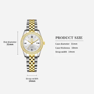 PLAYBOY นาฬิกา ผู้หญิง watch 100% ของแท้ ควอตซ์ สายสเตนเลส ฝังเพชร หน้าปัดนาฬิกา ทอง 3908