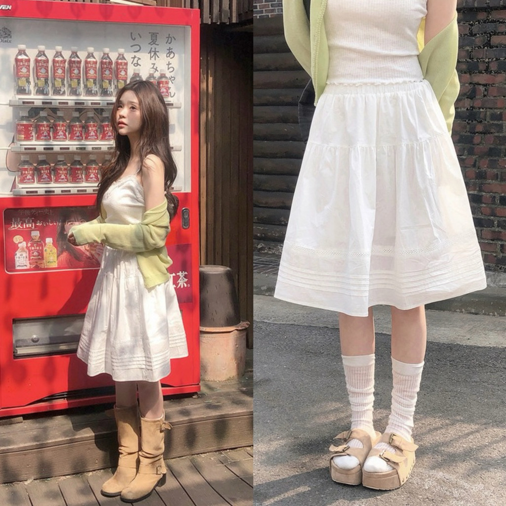 Somedays l Miyeon Skirt กระโปรงเอวสม็อคมู้ดพส.เกาหลี หวานๆ ลุคคลีนๆลูกคุณหนู