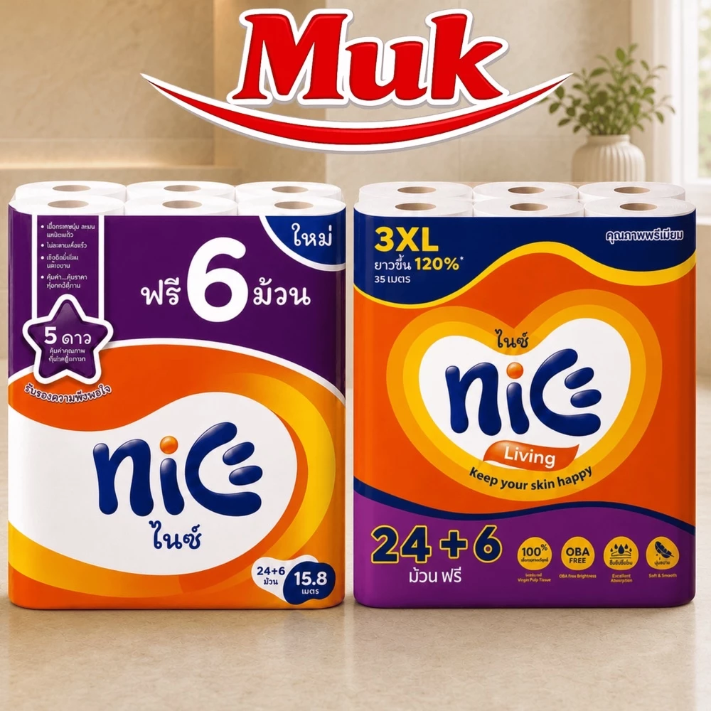 NICE กระดาษชำระแบบม้วน 24+6 I 3XL 24+6