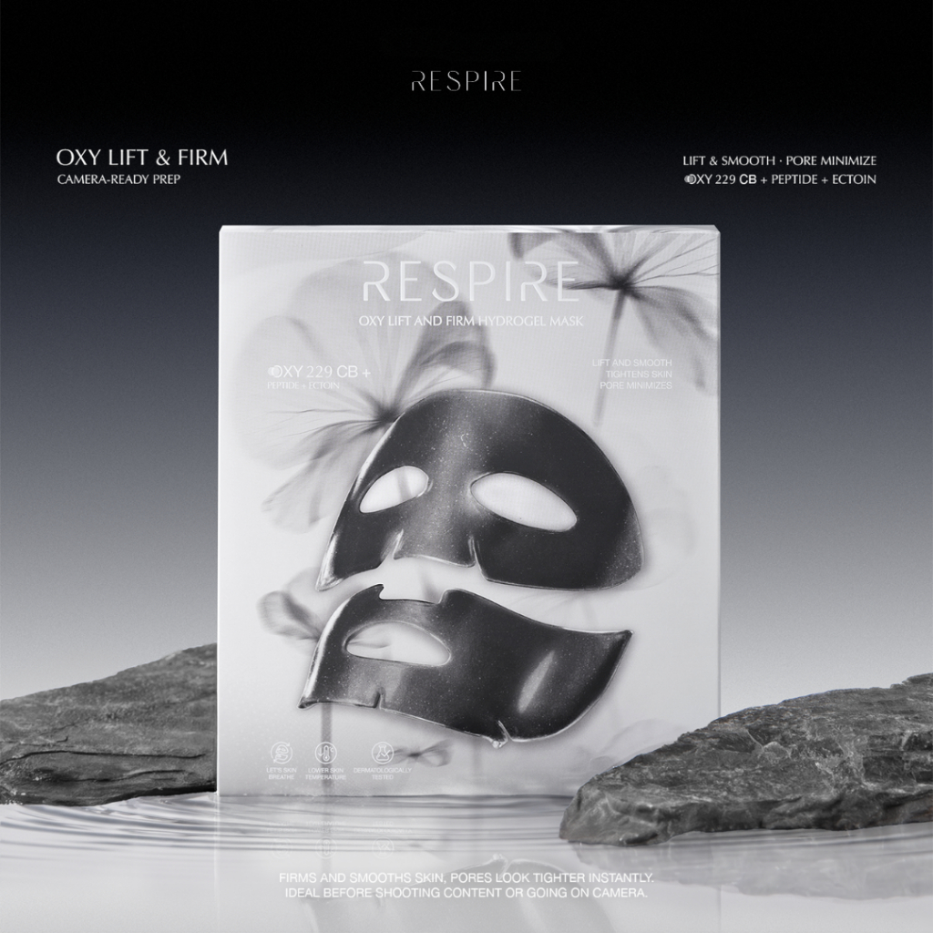 RESPIRE OXY Lift & Firm Hydrogel Mask มาส์กไฮโดรเจล ยกกระชับผิว ดูเรียบเนียน | 1 กล่อง 5 แผ่น