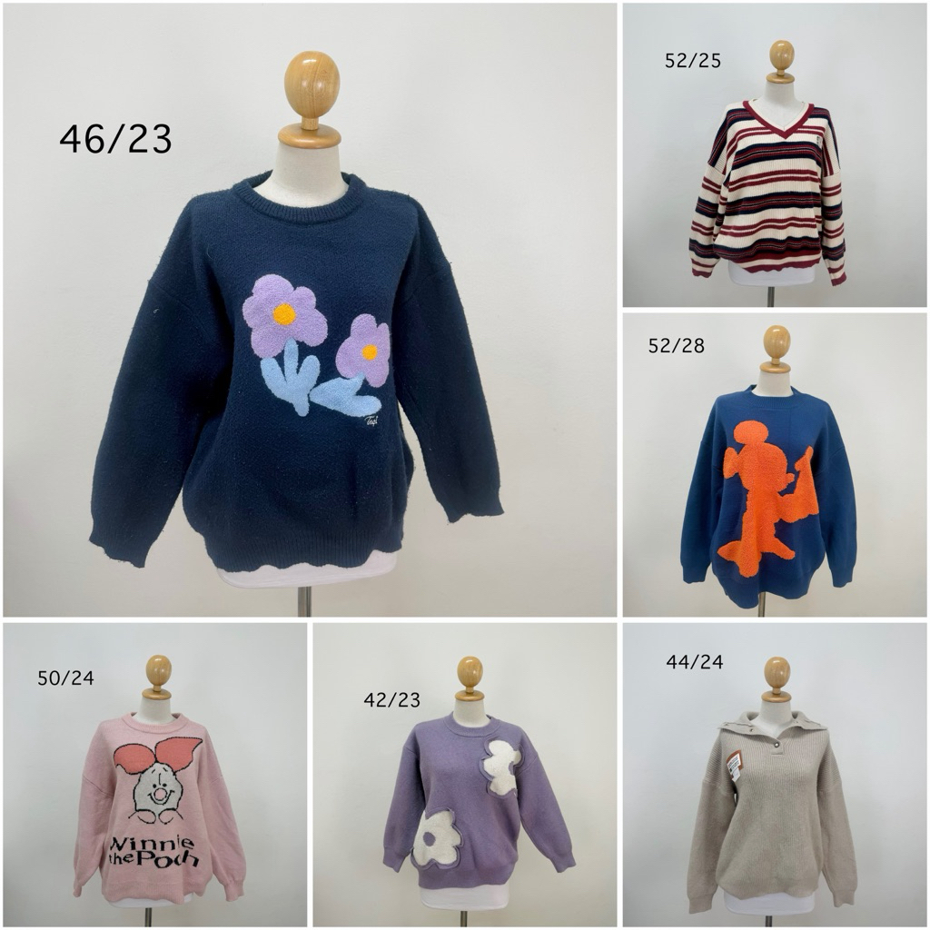 สเวตเตอร์ไหมพรม🌼เสื้อไหมพรมสวมหัว🌸ลวดลาย🧺เสื้อแขนยาว🌻พร้อมส่ง🌻