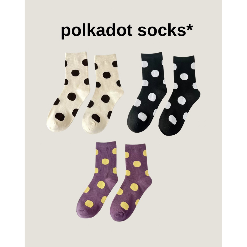 Polkadot Socks ถุงเท้าลายจุดเหนือข้อเท้า ผ้านิ่มใส่สบาย