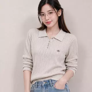 Chanan☘️ CN174 5สี เสื้อไหมพรมแขนยาวมีปก ทอลายเปียแน่นๆ ทรงสวยสไตล์ Old Money ( อก30-42 นิ้ว )