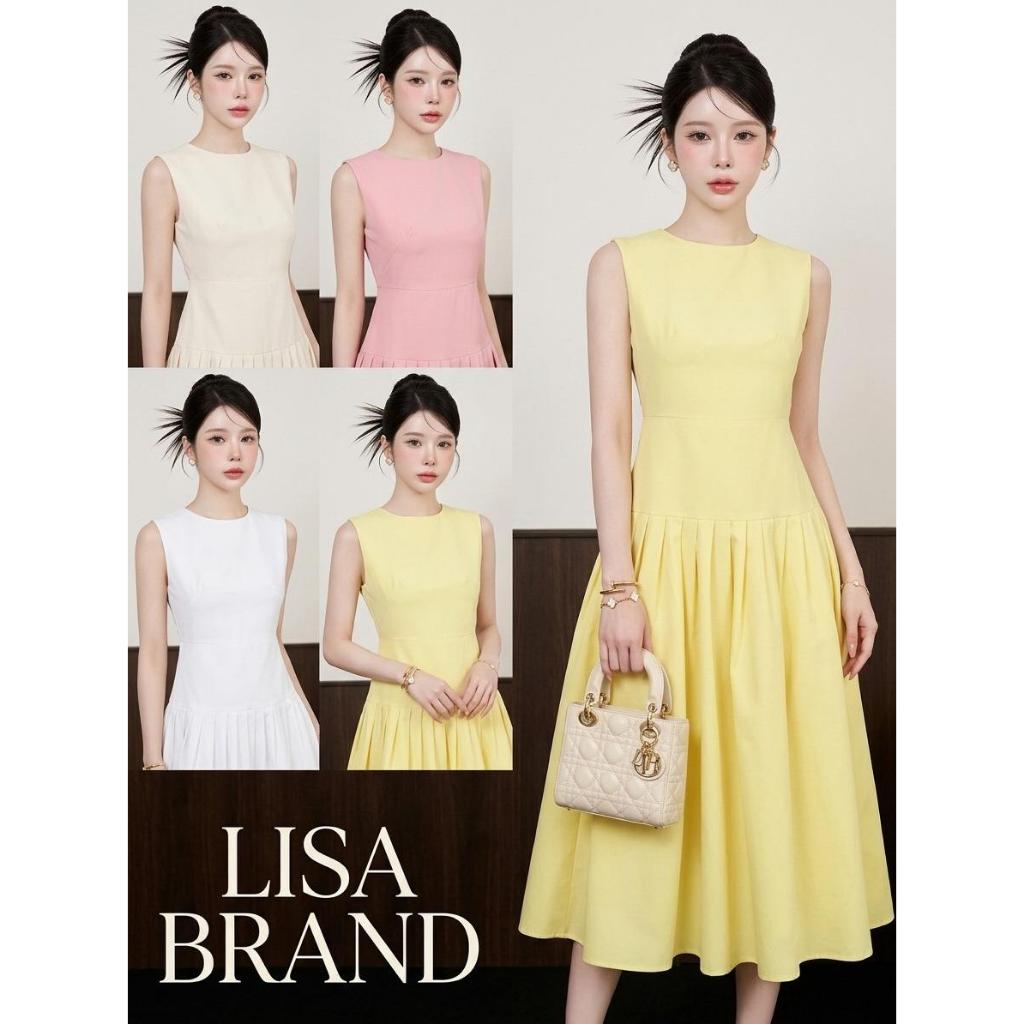 [LISA] A0768 ชุดเดรสกระโปรงยาวคอกลมแขนกุดซิปซ่อนด้านหลัง เรียบหรูดูแพงผู้ดีมาก ใส่ออกงาน คาเฟ่ งานมงคล ดินเนอร์
