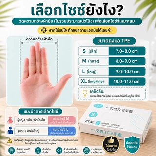 ถุงมือ TPE ถุงมือทำอาหาร 100ชิ้น/กล่อง ถุงมือพลาสติก ใช้แล้วทิ้ง Food grade ถุงมือพีวีซี ถุงมือยาง เหนียว ไม่ขาดง่าย