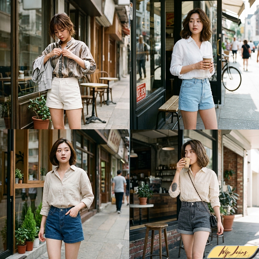 กางเกงยีนส์ขาสั้นเอวสูงพับขาผู้หญิงทรงสวยขาเรียวใส่สบายหลายโอกาสใส่ได้ทุกวัน Everyday Look K04